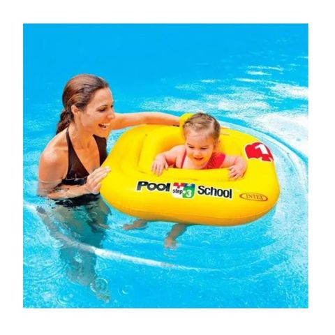 Intex Deluxe Baby Float Pool School Step 1 - gul firkantet babyring 1-2 år