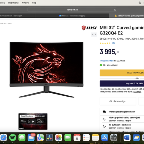 MSI 32" Curved 170hz