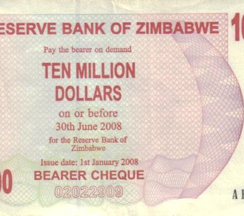 En pent brukt 10000000 Dollars seddel fra Zimbabwe - 1128