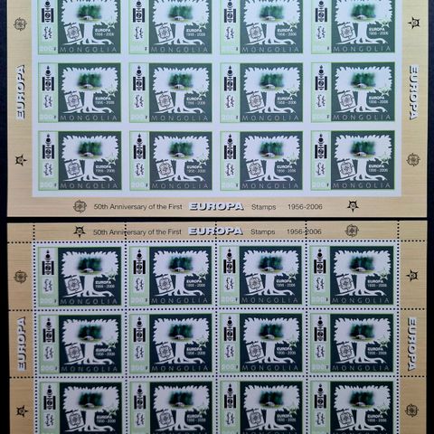 Mongolia 2006 perf + uperf Europa 2 Suvenirark 24 Frimerker