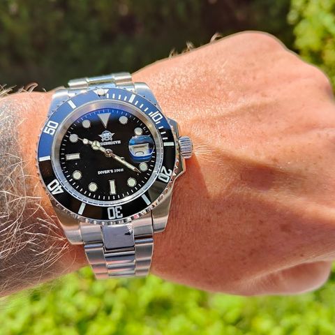 Addiesdive 41mm Submariner Classic Black Mod Miyota Japan 2115 Urverk 20ATM