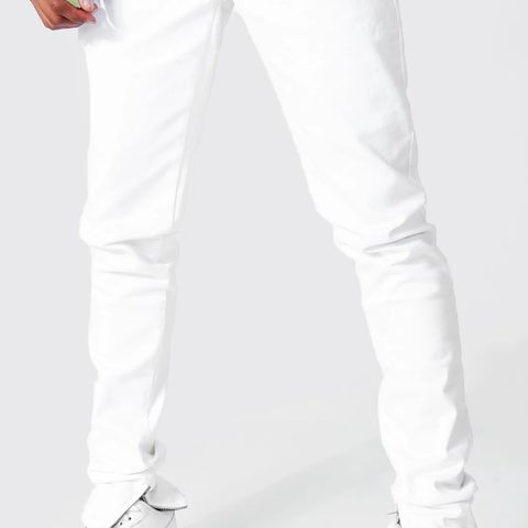 Hvit skinny jeans med zip