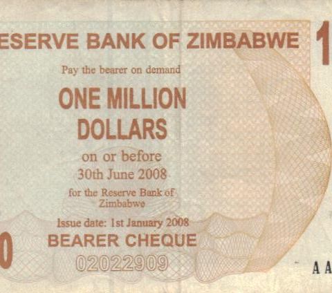 En brukt 1000000 Dollars seddel fra Zimbabwe - 1126