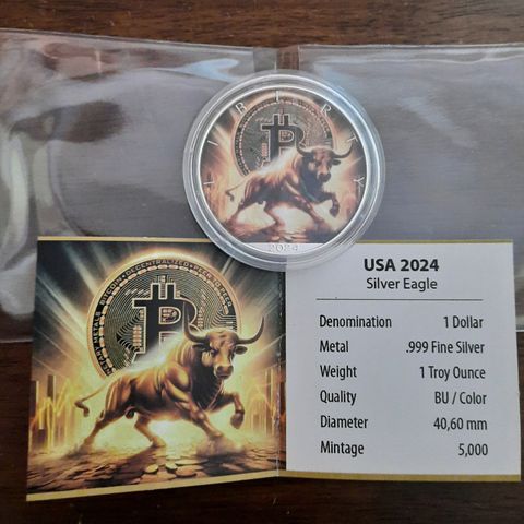 1 oz 2024 Silver Eagle - Bull Bitcoin!