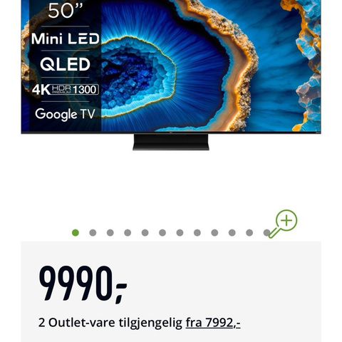 TCL 50" MQLED80 4K MINI-LED Smart TV (2023) - Kvittering - Veggfeste