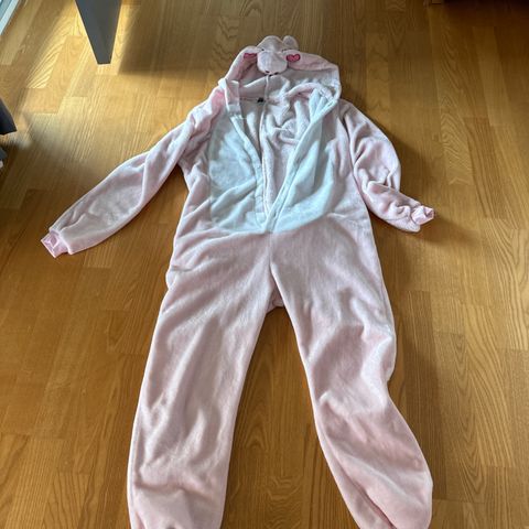 Rosa og hvit Kigurumi onepiece størrelse S