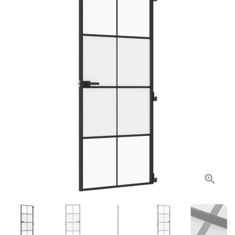 Dørblad  aluminium med 8 glassfelt.