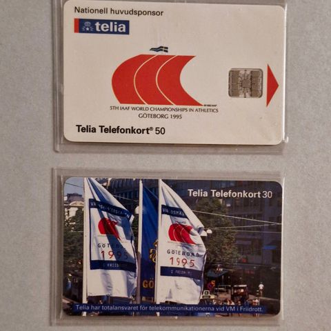 Telekort: Telia 2 kort VM Gøteborg 1995 (ubrukt)