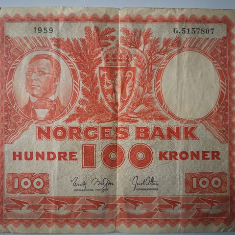 Seddel 100 kr  1959