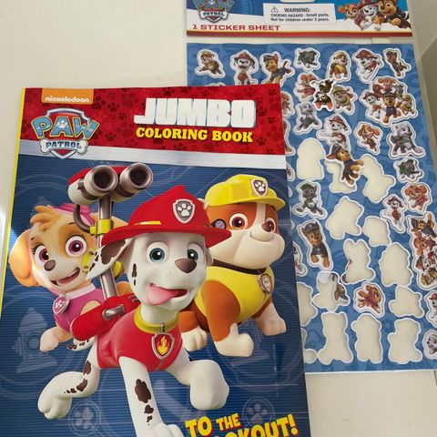 Paw Patrol fargebok og sticker sheet