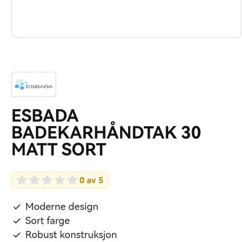 Badekarhåndtak i sort matt