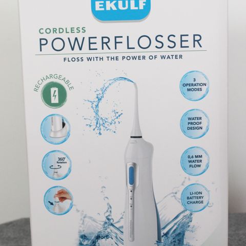 Ekulf powerflosser cordless- rens tennene med vann under trykk