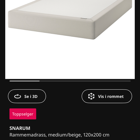 Snarum rammemadrass 120x200 med bein