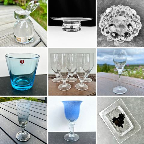 Hadeland Glassverk, Orrefors, Iittala, ARC og SIA - glass og krystall