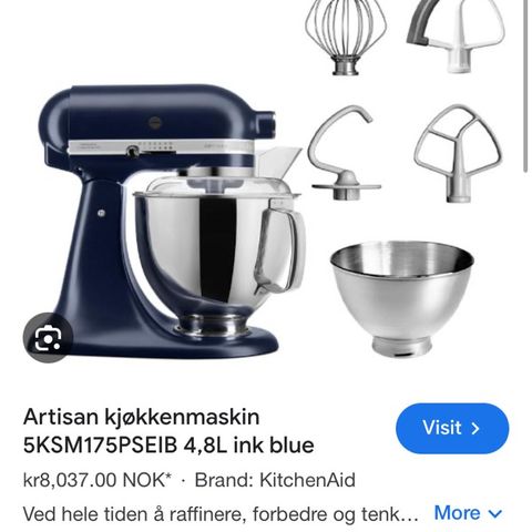 Mørk blå Kitchenaid kjøkkenmaskin