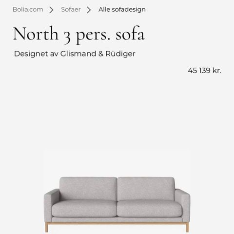 Bolia North sofa 3 pers