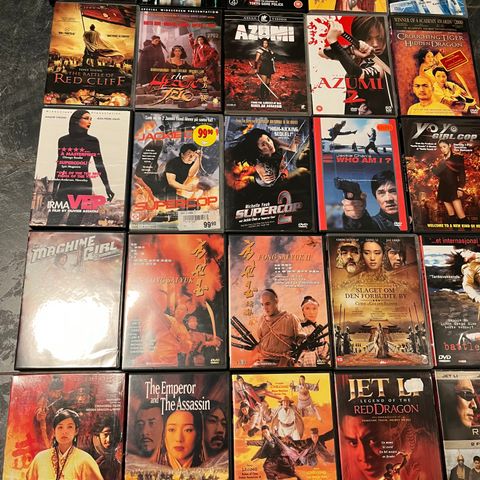 DVD Samling Martial Arts / Hong Kong / Kung Fu DVD selges. Jet Li Jackie Chan