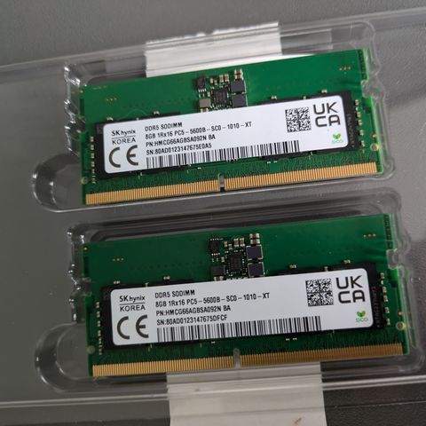 Nesten ubrukt 16GB DDR5 minne (2*8GB) til laptop