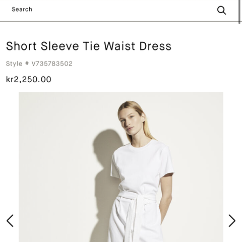 Vince short sleeve tie waist dress hvit