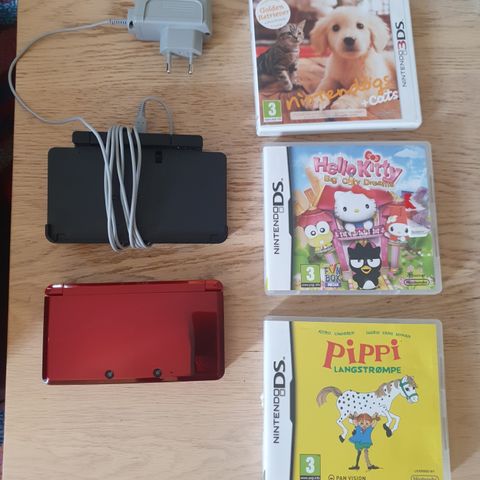 Nintendo 3DS med tre spill