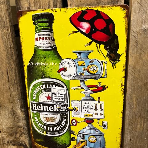 Heineken Øl/Beer Skilt I Tynnmetall 20X30 cm. Bar,Dekor,Garasje,Man Cave