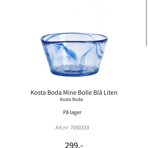 Kosta Boda skål (H: 7cm, B: 13,5cm)