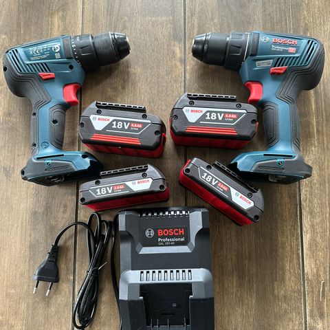 2x combo Bosch Professional GSR 18V-55 + 4 batterier & lader