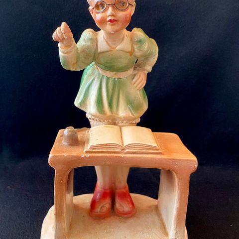 Vintage stor gips/figurine av en lærerinne