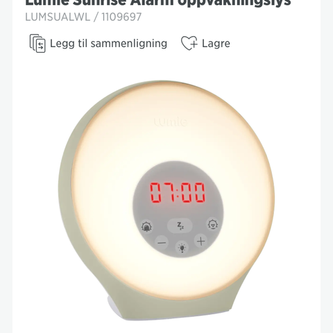 Lumie sunrise alarm - soloppgangssimulering - vekkerklokke