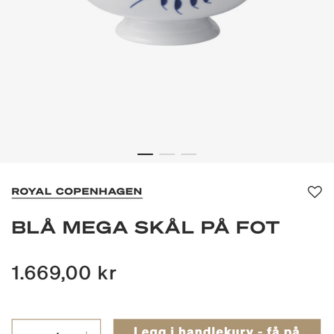 Royal Copenhagen blå Mega skål på fot