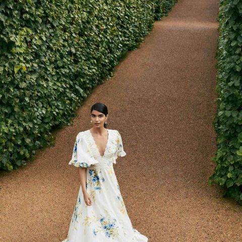 Bytte størrelse?? Linen Ruffle Maxi Dress Blue Straw