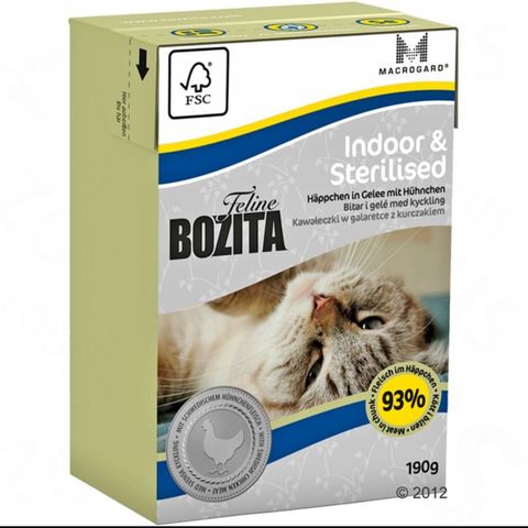 8pk Våtfor til katt, innendørs, sterilisert Bozita Feline indoor sterilised