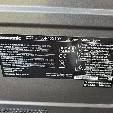 Brukt Panasonic 42 tommer plasma tv