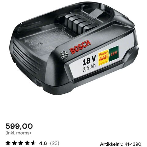 Bosch batteri, 18 V 3 Ah