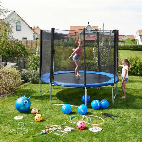 Trampoline med beskyttelsesnett, 396 cm