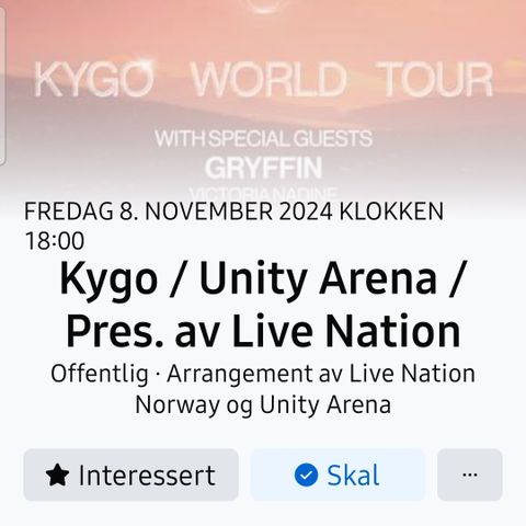 2 stk tribune biletter kygo world tour