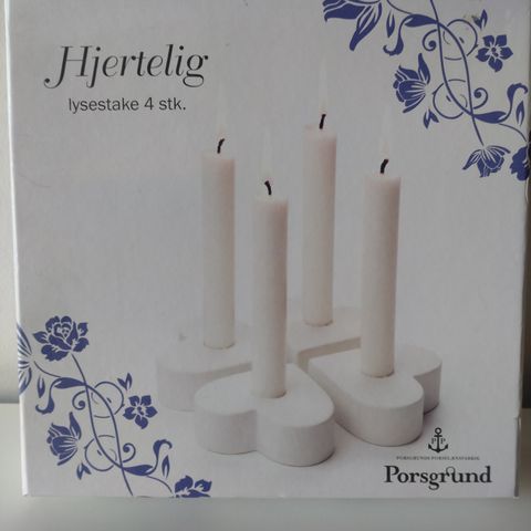 "Hjertlig" lysestaker fra Porsgrunn porselen.