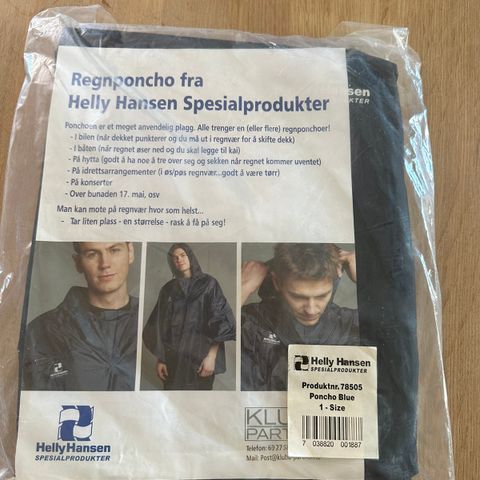 Regnponcho fra Helly Hansen spesialprodukter one size