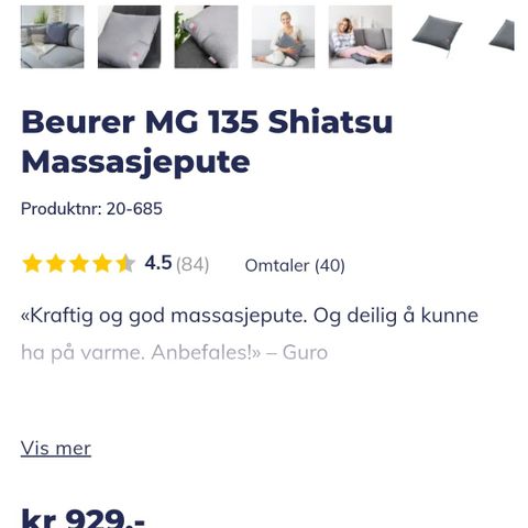 Shiatsu massasje pute ubrukt