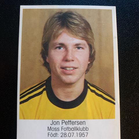 Jon Pettersen Moss fotballklubb 1983 sjeldent fotballkort klistremerke selges