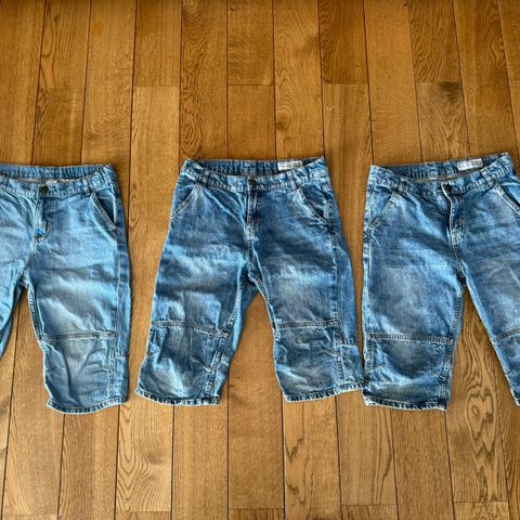 Tre knapt brukte Polarn O Pyret DENIM shortser str 152 (11- 12 år)