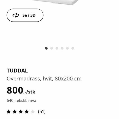 ubrukt overmadrass 80 x 200