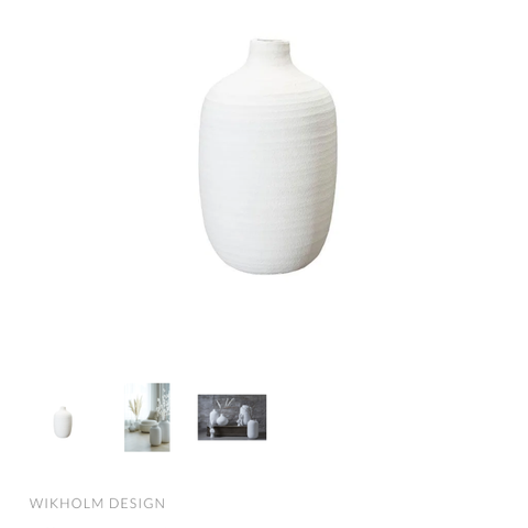 Hvit vase Wikholm Design Alba 40 cm