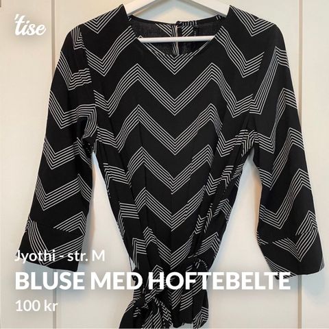 Bluse med hoftebelte str. M