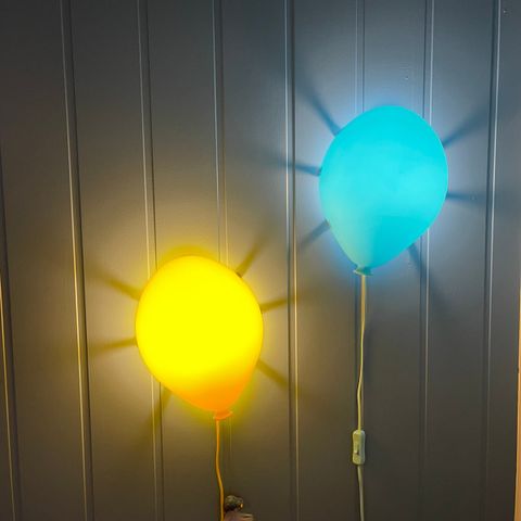 Ballong lamper til barnerom fra IKEA; gul og blå