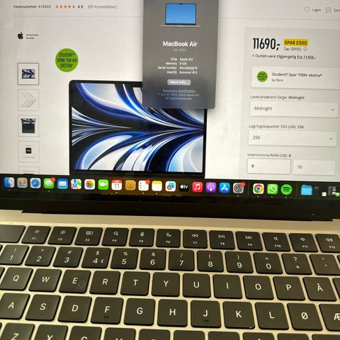 Macbook air M2 8 GB 256 GB