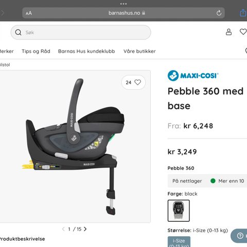 Maxi-Cosi pebble 360 bilstol, inkl. FamilyFix 360 base