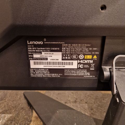 Lenovo gamingskjerm 24 tommer