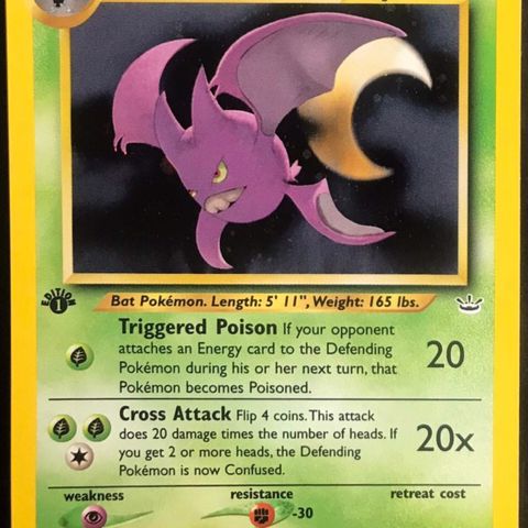 Crobat 1st edition holo neo pokemon kort