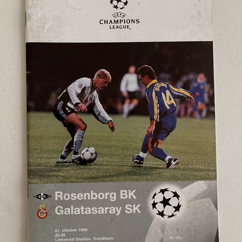 Program Rosenborg - Galatasaray Tyrkia Champions League 1998